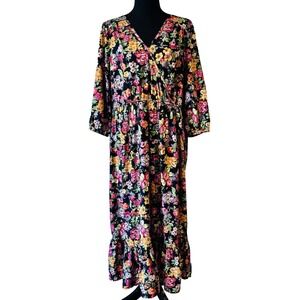 Limited Collection Floral Flowy Maxi Dress Multicolor Size L - XL - No Belt